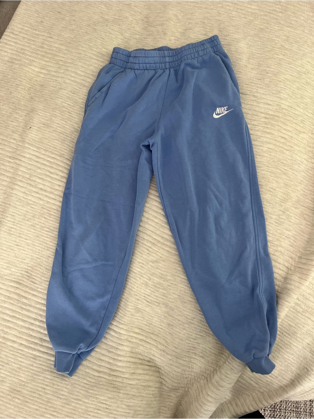 Nike Kids Blue Sweat Joggers with White Swoosh